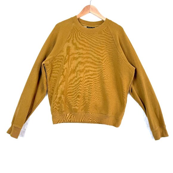 Frank & Oak Sweater Womens XS Camel Ochre Pullover Cropped Sweatshirt Neutral - Picture 1 of 6